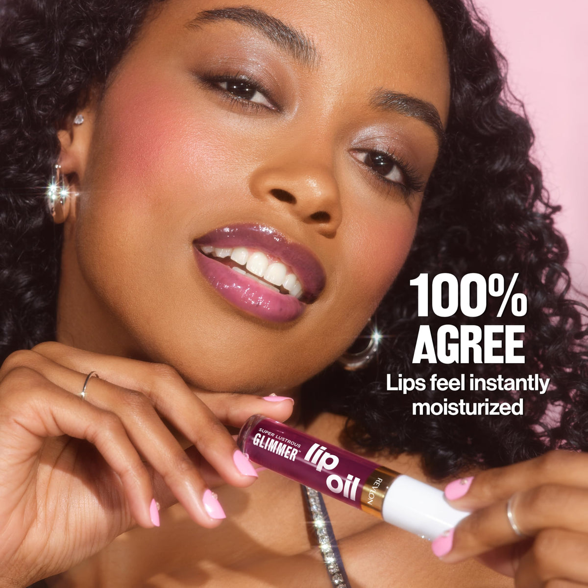 REVLON Super Lustrous Glimmer Lip Oil, 008 Just Toasty, 0.13 fl oz