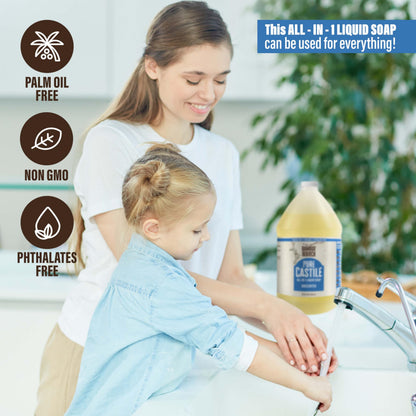 BAMBOO AND BIRCH Pure Castile Soap Liquid, Unscented, 64 oz