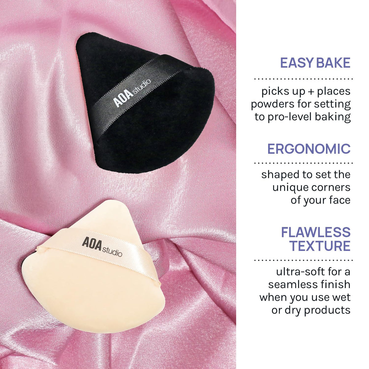 AOA Studio Velvet Puffs Makeup Puff Set of 6 Loose Powder Body Powder, Velour Makeup Blender Sponge Foundation Blending Sponges Set Beauty Makeup Tools(Black/Peach)