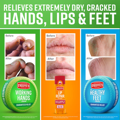 O'Keeffe's Giftbox, Lip Repair with Cherry, Working Hands, Healthy Feet