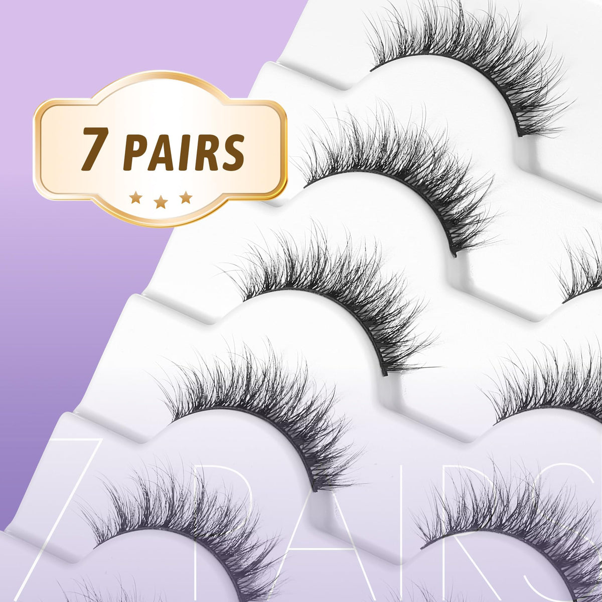 GAQQI False Eyelashes, Strip Lashes Kit With Glue, 3D Natural Lashes