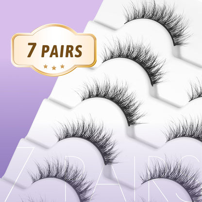 GAQQI False Eyelashes, Strip Lashes Kit With Glue, 3D Natural Lashes