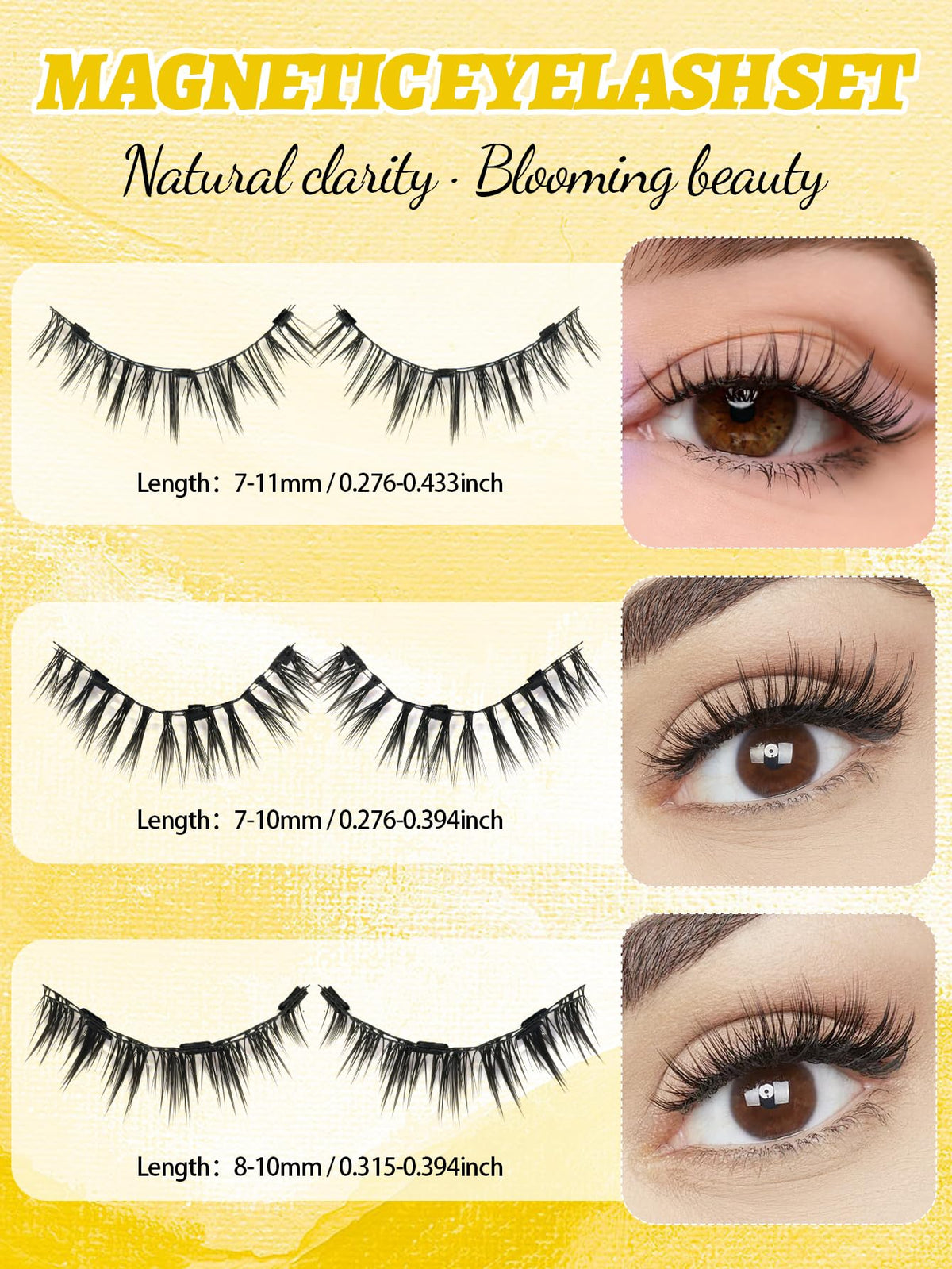 Elara Craft Magnetic Eyelashes, Magnetic Lashes with Applicator,Reusable Magnetic Lashes without Eyeliner, Glue-free False Lashes, Waterproof, Lightweight, Suit for Natural Makeup(Natural)