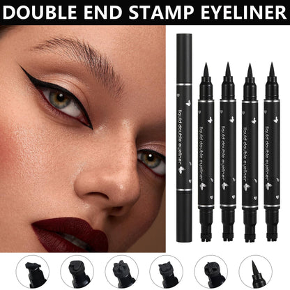 QIUFSSE 5PCS Liquid Eyeliner Stamp Pen Set,Eyeliner Liquid Liner Black