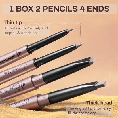 HeyBeauty 2 Pack Eyebrow Pencil with Dual Ends - Dark Brown #1