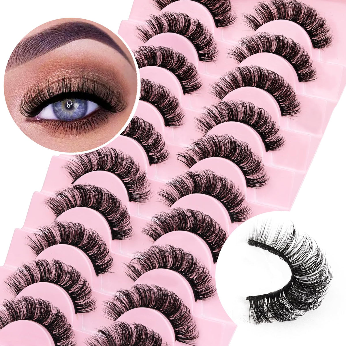 Ahrikiss Lashes Russian Strip Lashes Fluffy False Eyelashes D Curl (D03)