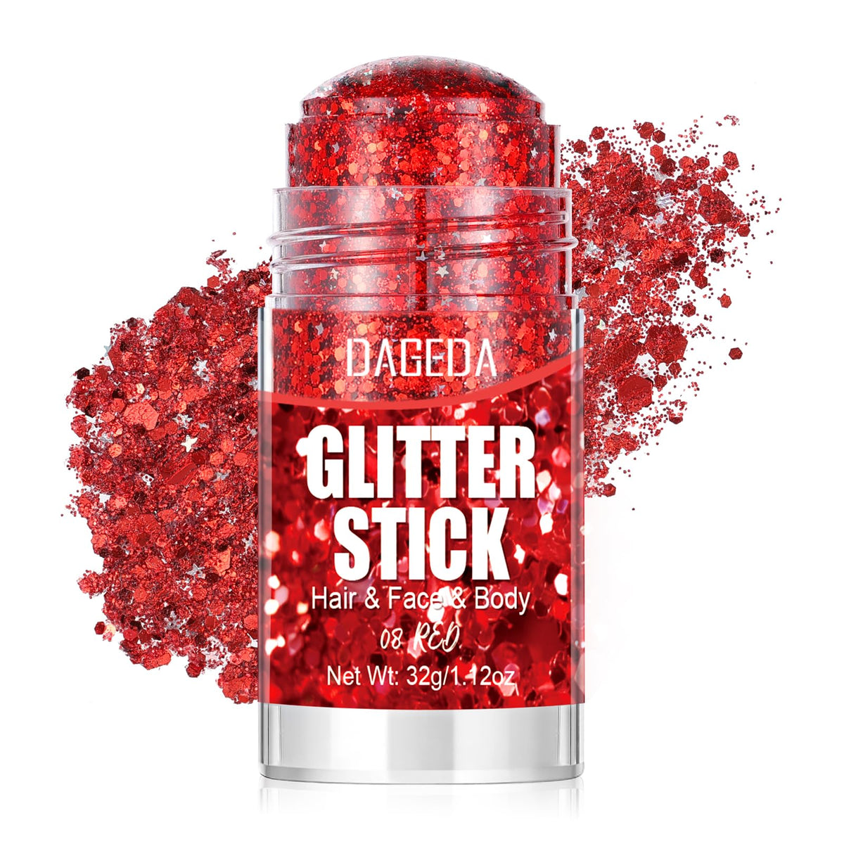 DAGEDA Red Face Body Glitter Stick,Sparkling Hair Glitter Makeup 32G