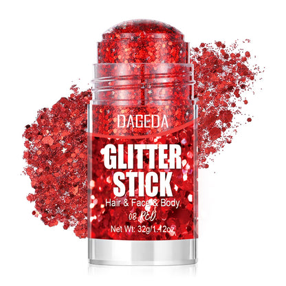 DAGEDA Red Face Body Glitter Stick,Sparkling Hair Glitter Makeup 32G