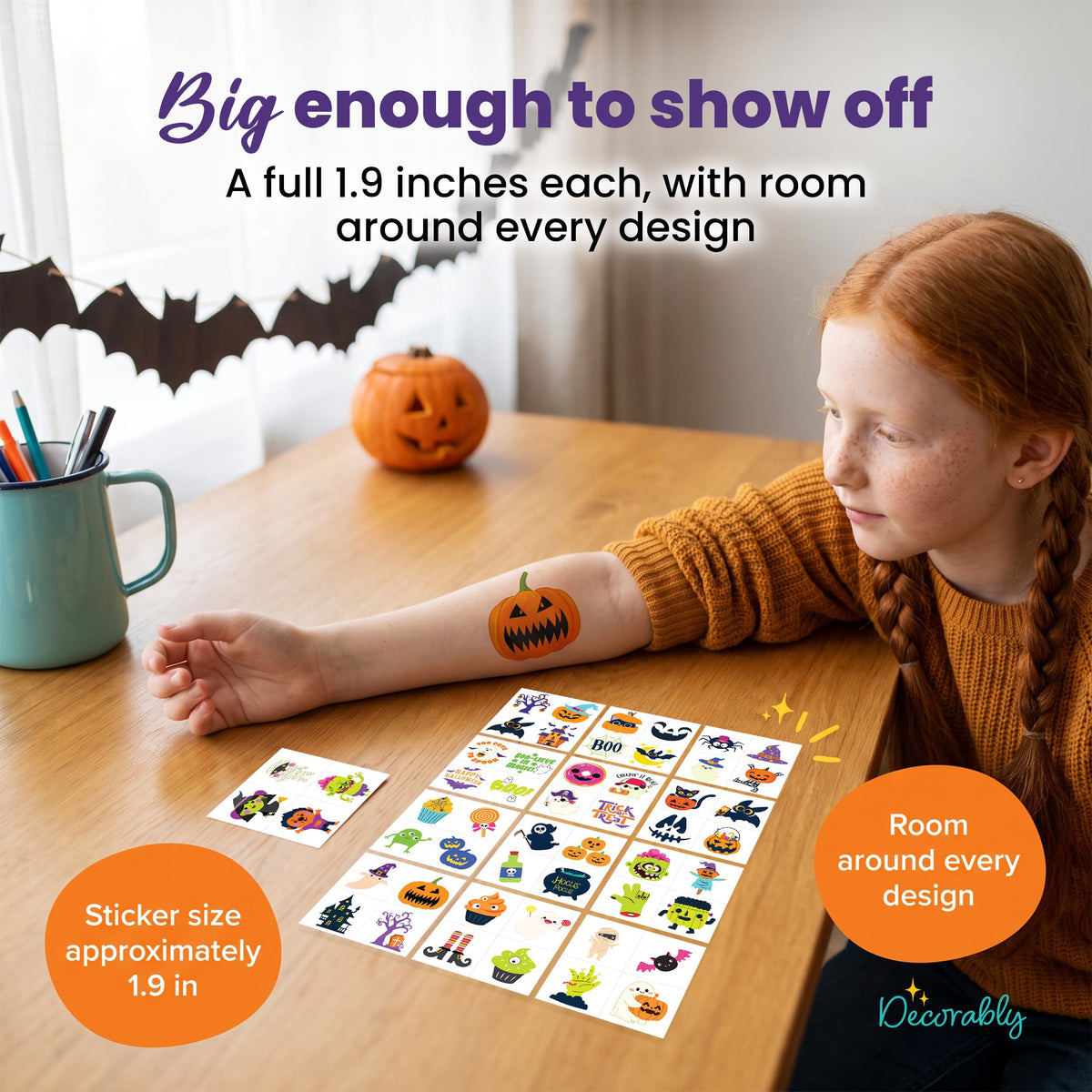 Decorably 304 Halloween Temporary Tattoos for Kids Glow in the Dark Tattoos