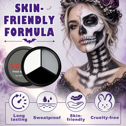 XINGXYUEL Halloween Skeleton Makeup Kit, White Black Grey Face Body Paint