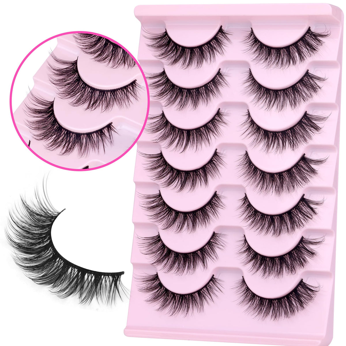 Wispy Lashes Natural False Eyelashes with Lash Glue Cat Eye Lashes Kit