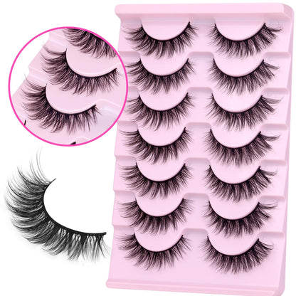 Wispy Lashes Natural False Eyelashes with Lash Glue Cat Eye Lashes Kit
