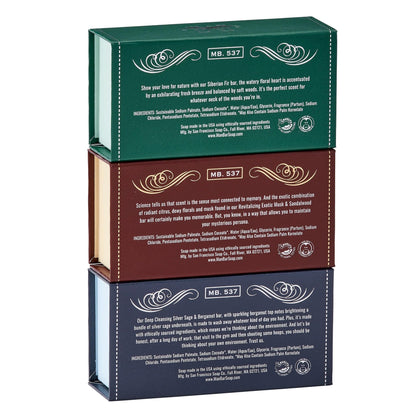 San Francisco Soap Company Man Bar 3-Piece Gift Set - No Harmful Chemicals - Good for all Skin Types - Made in the USA