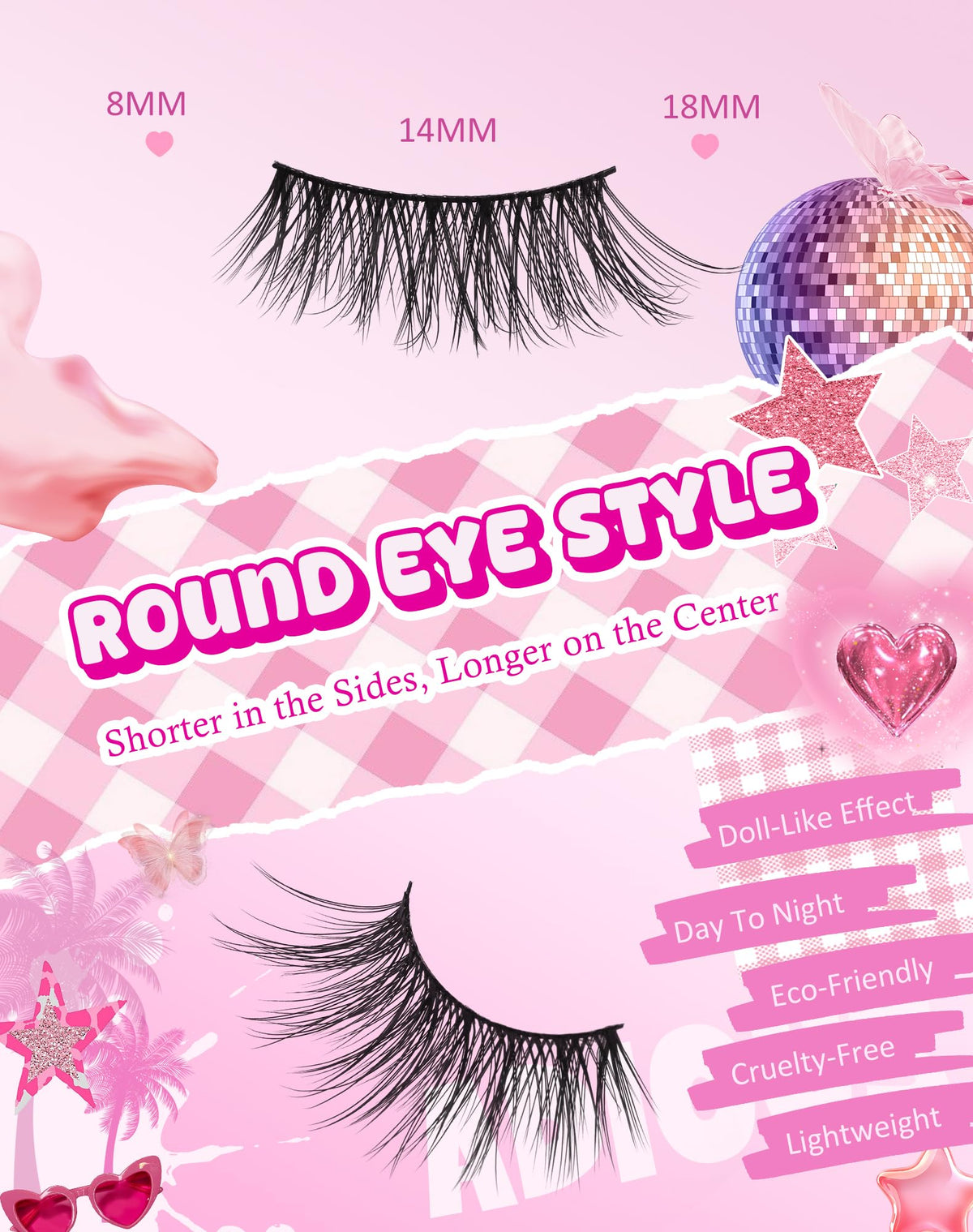 Half Eyelashes Cat Eye Lashes Wispy End False Eyelashes Corner Lashes Cat Eye Lashes 3/4 Lashes Short Eyelashes HF02