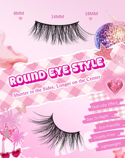 Half Eyelashes Cat Eye Lashes Wispy End False Eyelashes Corner Lashes Cat Eye Lashes 3/4 Lashes Short Eyelashes HF02