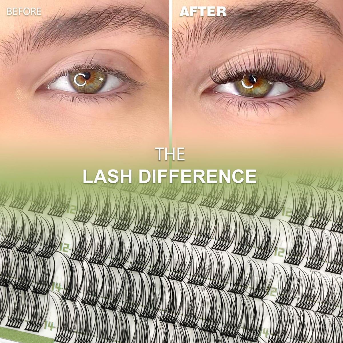 Crush Natural Wispy Lash Clusters – Soft C Curl Lash Clusters 10-14mm 210Pcs | DIY Eyelash Extension Kit with Bond & Seal Tweezers for Clean Soft Glam Look EPUDY FIHSALA