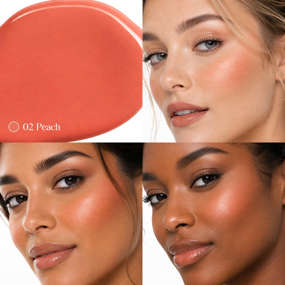 Liquid Blush, Lightweight Blush for Cheeks with Natural Dewy Glow, Long Lasting Hydrating No Caking Face Blushes, Buildable Makeup Blushes Liquid Wand with Sponge Applicator for Older Women, 02 Peach