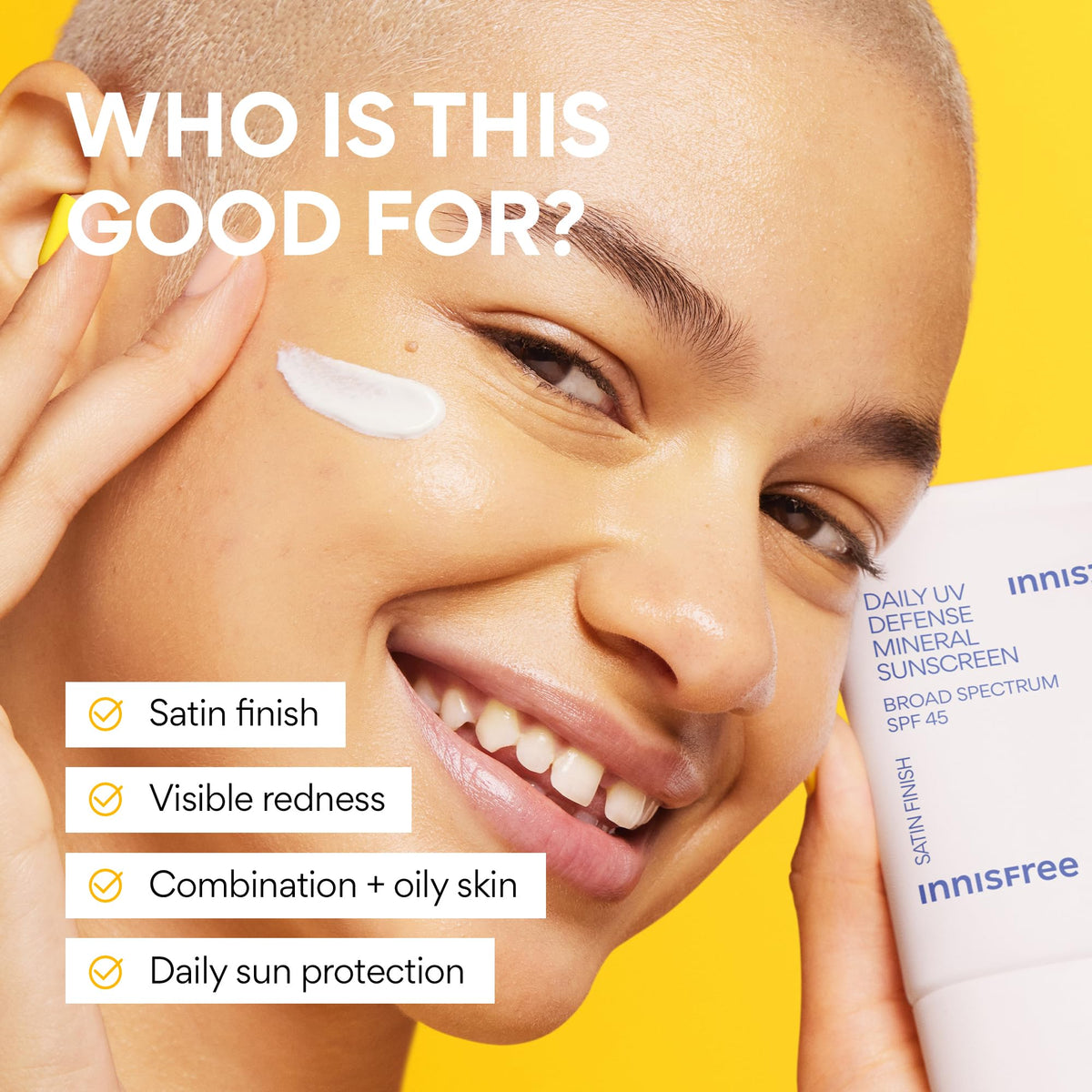 innisfree Daily Mineral UV Defense SPF 45 | Tinted Korean Sunscreen with Zinc Oxide for Redness | Gentle, Hydrating and Lightweight | Available in 2 Pack