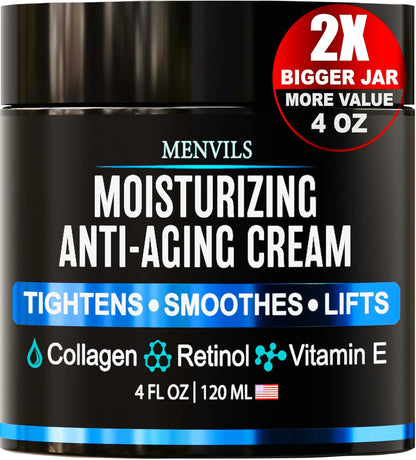 Mens Face Moisturizer Cream - Anti-Aging & Wrinkle Cream, Non-Greasy, 4 OZ