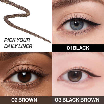 CLIO Sharp So Simple Waterproof Pencil Liner, 2mm Ultra-Slim Thin Precision Tip, Tug Free Glide, Smudge Proof Long Wear Formula, Safe for Sensitive Eyes, Easy Control For Daily Makeup (001 Black)