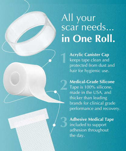 NewGel+ Medical-Grade Silicone Scar Tape Roll, 1.5" x 48" by MyNewGel