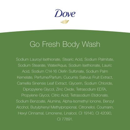 Dove go fresh Refreshing Body Wash Revitalizes and Refreshes Skin Cucumber and Green Tea Effectively Washes Away Bacteria While Nourishing Your Skin 11 oz