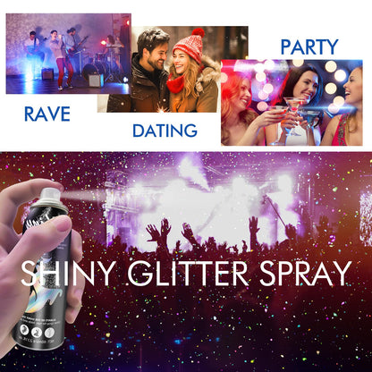 Ragkun Glitter Spray, Hair and Body Glitter Spray, Rave Makeup