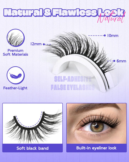 LZM Pre-glued Self Adhesive Eyelashes, No Glue Eyelashes Lashes 12mm 6D28