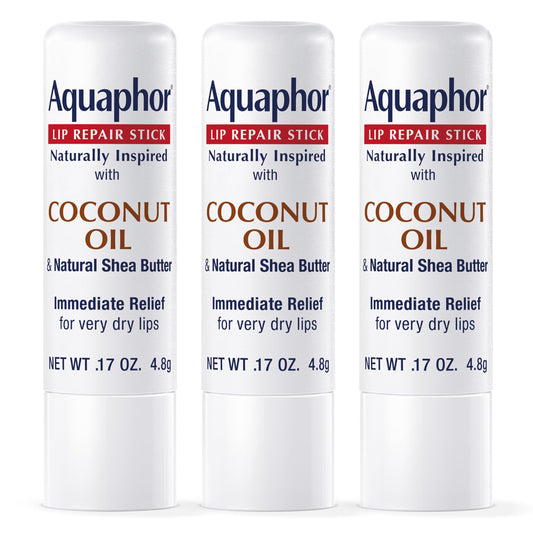 Aquaphor Naturally Inspired Lip Repair Stick with Coconut Oil, 3 x 0.17 OZ