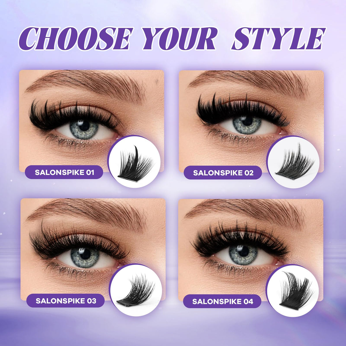 B&Q Manga Lash Clusters with Spikes Salon Volume Wet-Look Individual Lashes
