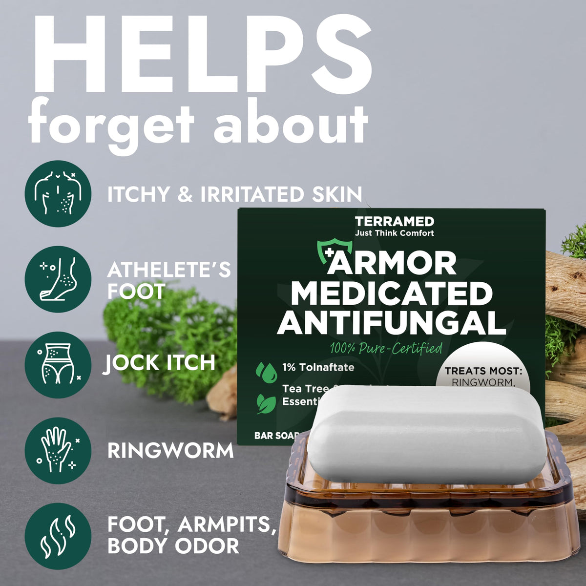 Antifungal Soap Medicated Jock Itch Treatment with Tea Tree Oil 2 Pack