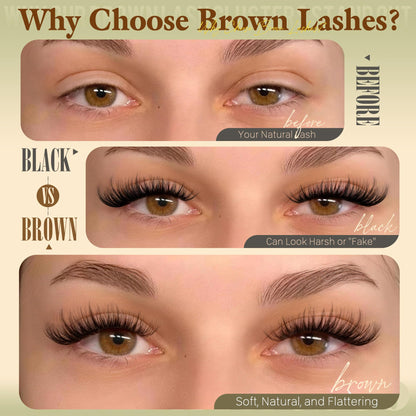 Dark Brown Lash Clusters Wispy Eyelash Clusters Natural Fluffy Lash Cluster