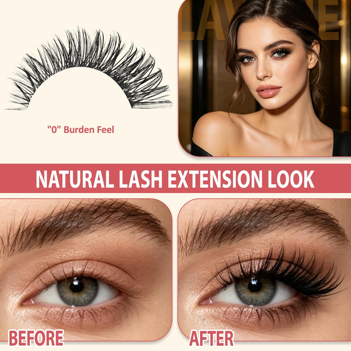 LAVONE Lash Clusters Kit, 280Pcs Waterproof D Curl 9-16mm Individua Lashes