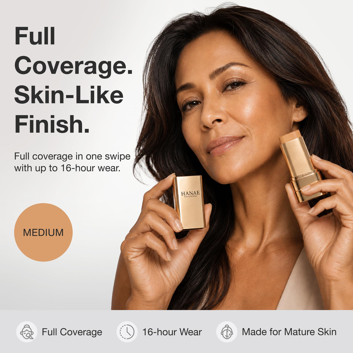 Hanae Korea 3-in-1 Foundation Stick with Brush, Full Coverage | Medium Tone