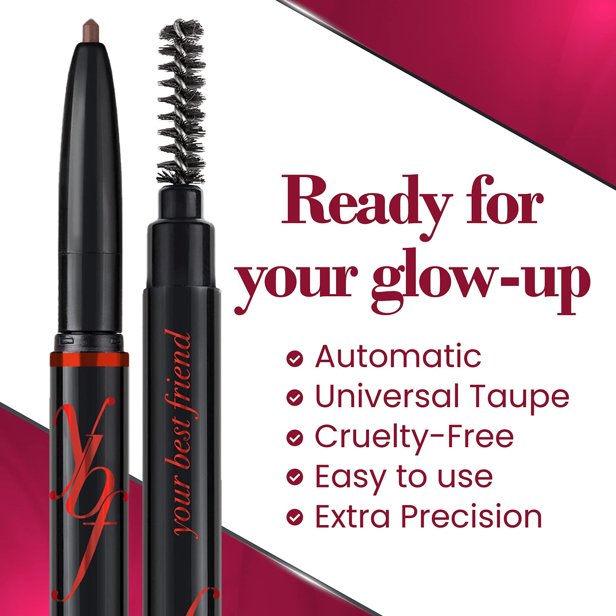 YBF Beauty Eyebrow Pencil - Universal Automatic Brow Pencil With Spoolie Brush - Perfect Eyebrow Makeup Shaper and Filler For Women - All Hair Colors & Skin Tones - Taupe Eyebrow Liner - 2 Pack