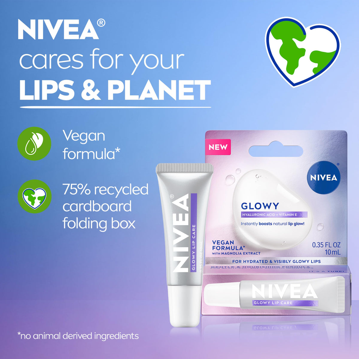 NIVEA Glowy Lip Care, Hydrating Lip Balm, 0.35 FL OZ