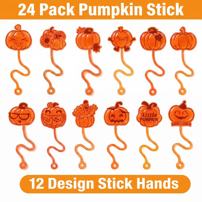 48 PCS Pumpkin Party Favors - 24 Temporary Tattoos & 24 Stick Hands