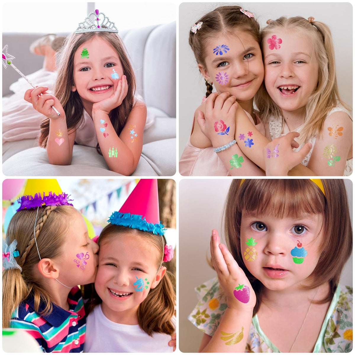 Yazhiji 183PCS Temporary Tattoo Stencils, Paint Stencils Kit on Face and Body, Girl Boy Glitter Tattoos Stencils Pack for Kids School Show Birthdays Halloween Christmas Party Favor Supplies