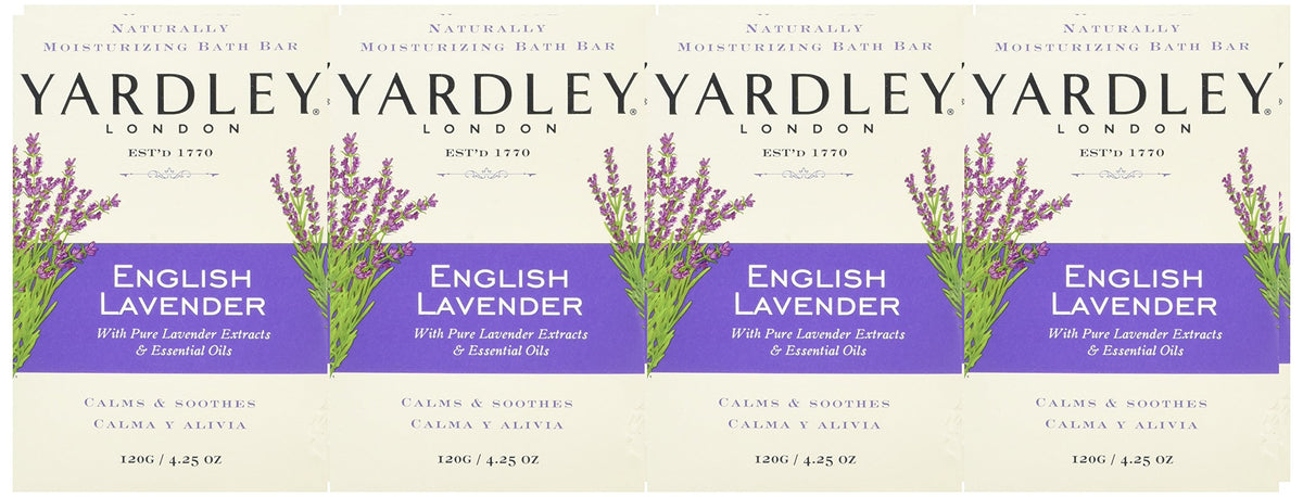 Yardley London English Lavender with Essential Oils Soap Bar, 4 oz (113g) Bar (Pack of 8)