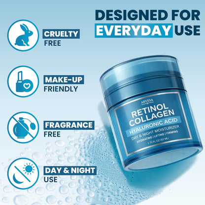 Retinol Cream for Face - Anti-Aging Moisturizer Wrinkle Cream with Collagen