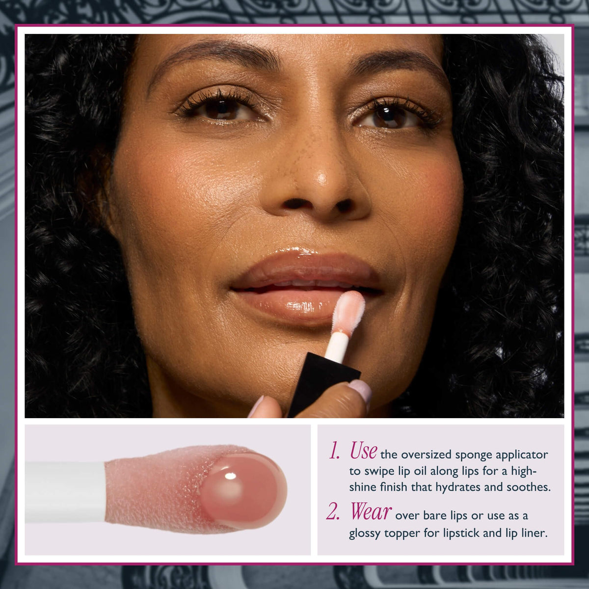 LAURA GELLER Fine Shine Glossy Lip Oil, Hydrating - Glass Half Full, Spiced Chai, Pink Prosecco, Rose Garden