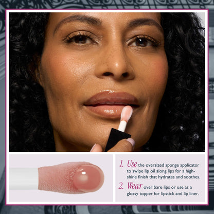 LAURA GELLER Fine Shine Glossy Lip Oil, Hydrating - Glass Half Full, Spiced Chai, Pink Prosecco, Rose Garden