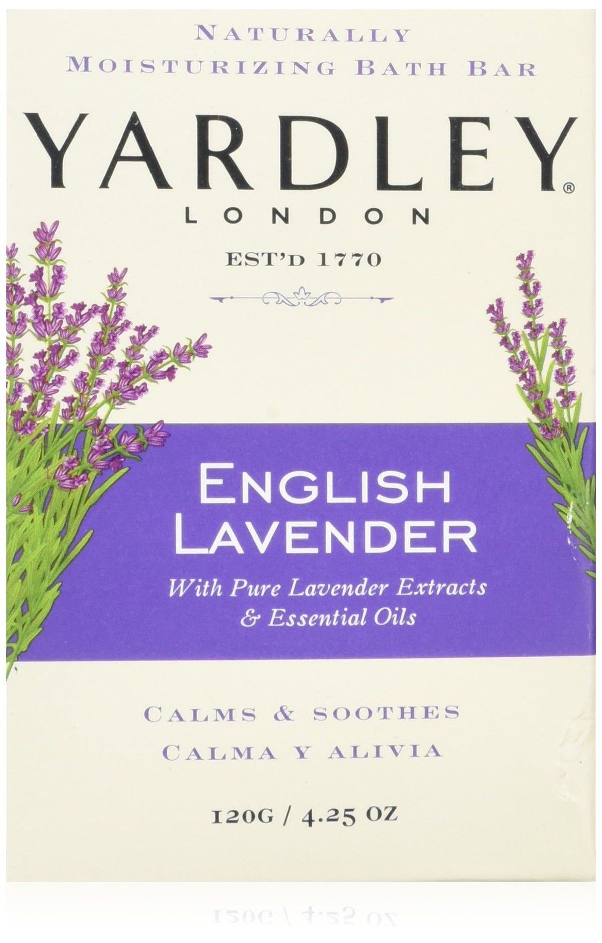 Yardley London English Lavender with Essential Oils Soap Bar, 4 oz (113g) Bar (Pack of 8)