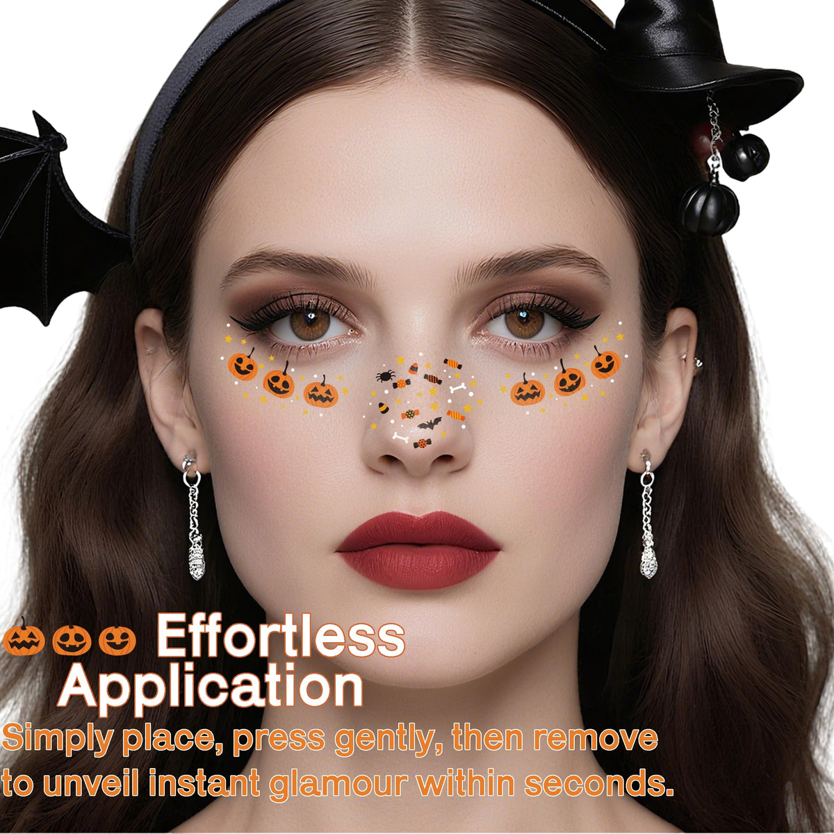 Halloween Party Favors - 9 Pack Black Bat Freckles Face Tattoos | Halloween Games Gifts Crafts Treats for Kids - Halloween Makeup Costumes Accessories Party Decorations Supplies for Women Adult 2026