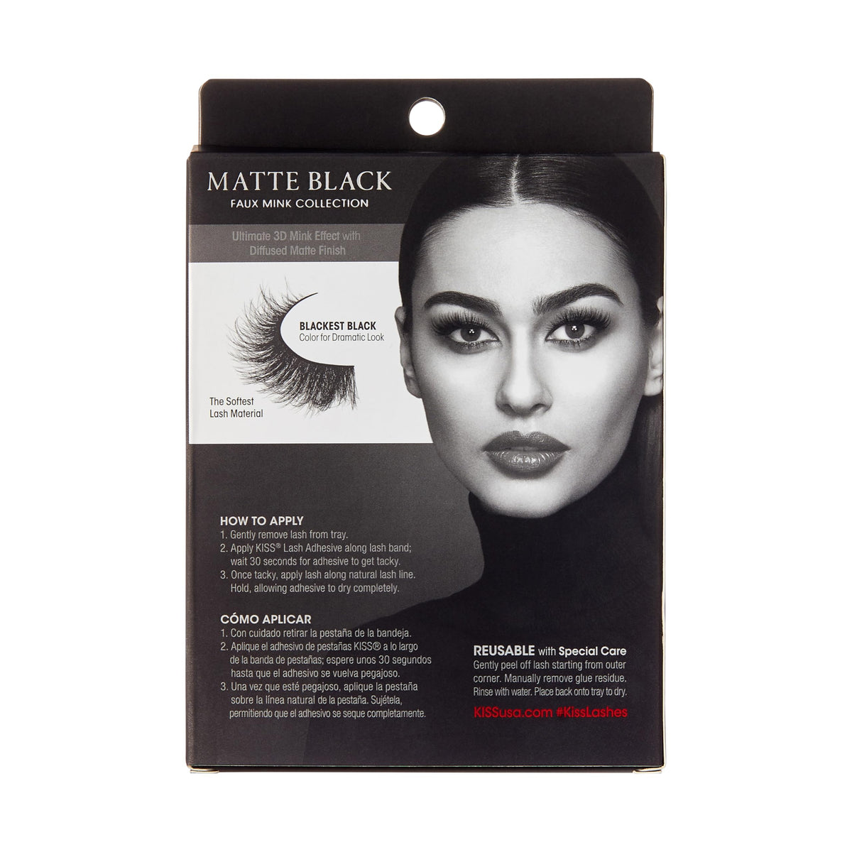 Kiss Matte Black, False Eyelashes, 'Matte Cheviot', 18mm-20mm, Includes 4 Pairs Of Lashes, Easy to Apply, Reusable Lash Clusters