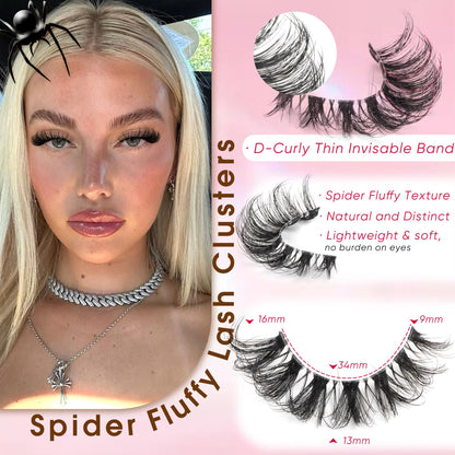 False Lashes Natural Look Fake Eyelashes Wispy Cat Eye Lashes Clear Band False Eyelashes 16MM Faux Mink Lashes Pack 7 Pairs by Ruairie