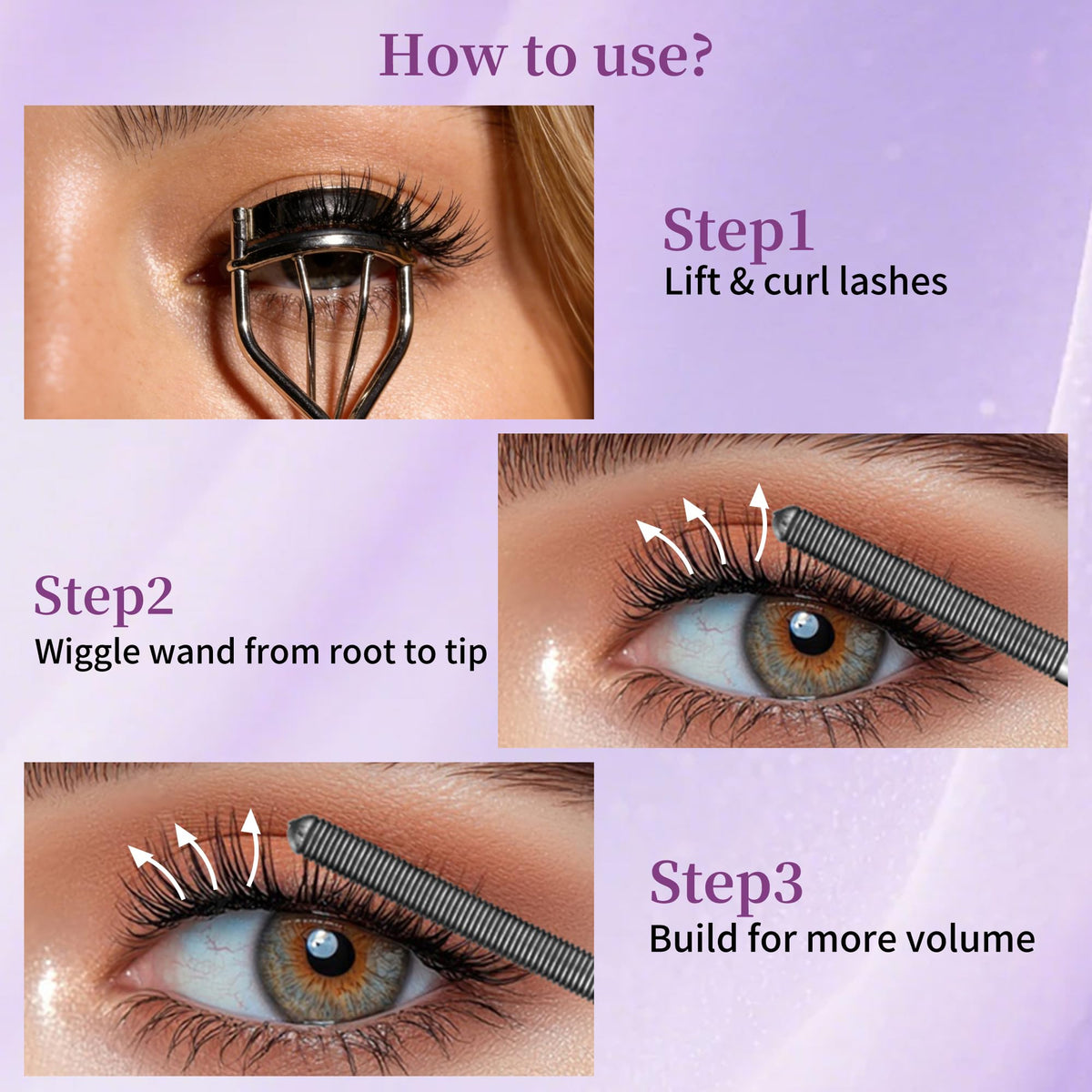 Musizlee Iron Wand Mascara, 5D Curling & Volumizing Eyelash Mascara, Black