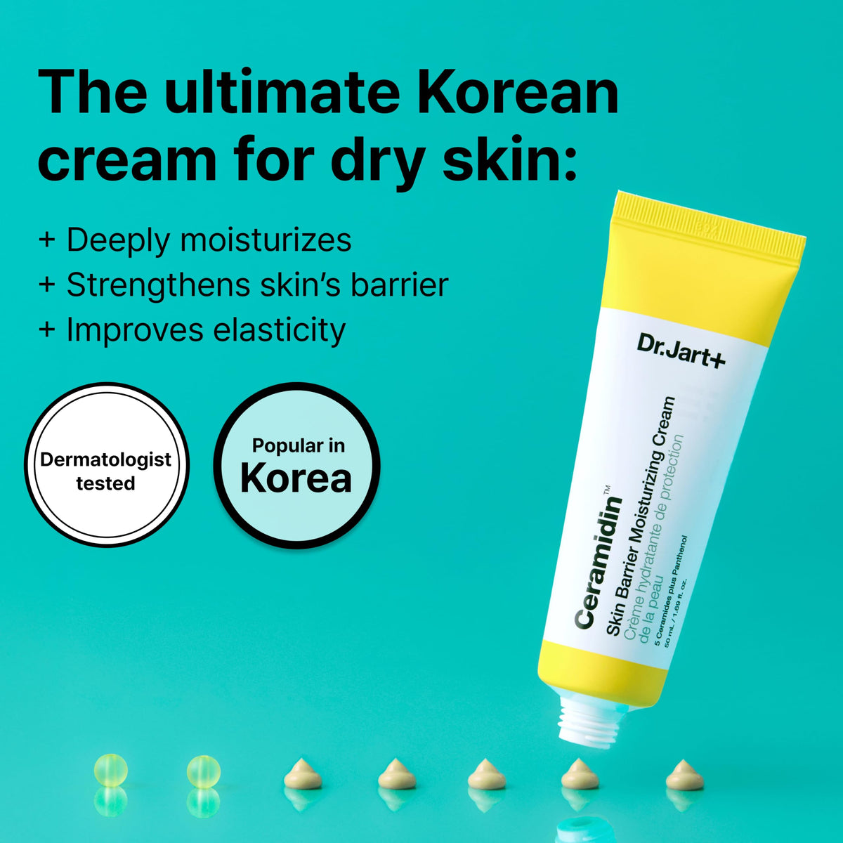 Dr.Jart+ Ceramidin Skin Barrier Korean Face Cream Moisturizer with Ceramides and Panthenol | Korean Skin Care | Travel Size, 0.5 Fl Oz