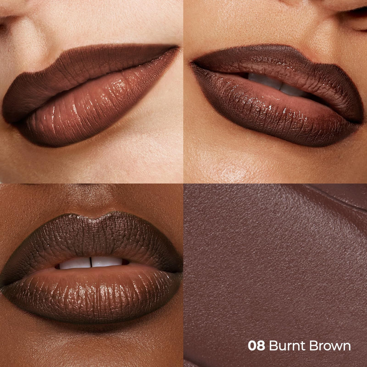 Laka Lip Liner - Smooth & Blendable Soft Matte Lip Contour Pencil for Shaping & Overlining Lips | Waterproof Formula, Oil-Cleanse Off, Long-Lasting Wear | #08 Burnt Brown (Deep Cocoa Brown)
