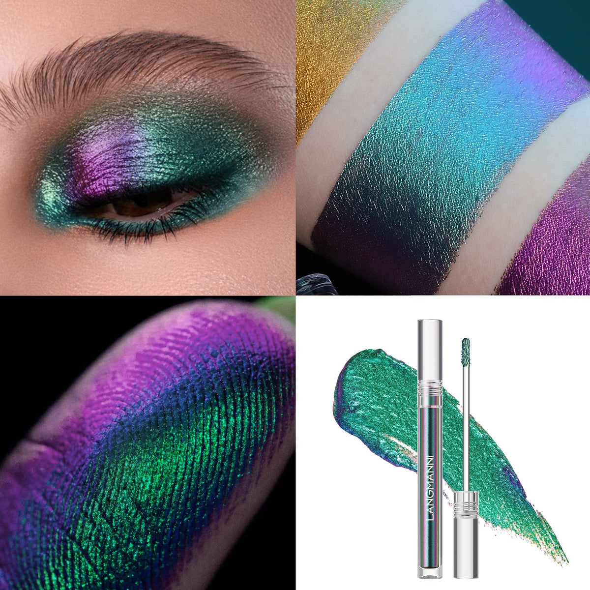 Jolilab 3Pcs Liquid Chameleon Eyeshadow Set, Holographic Multichrome Makeup